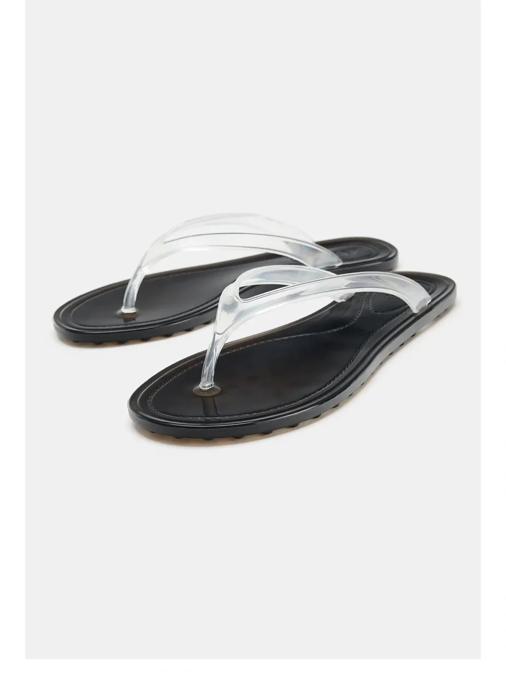 Zara Clear Strap Black Footbed Sandals